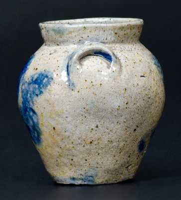 Miniature Ovoid Stoneware Jar w/ Floral Decoration, New York State, circa 1830