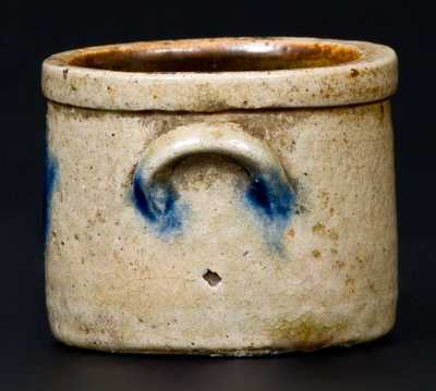 Unusual Miniature Stoneware Crock with Cobalt Decoration