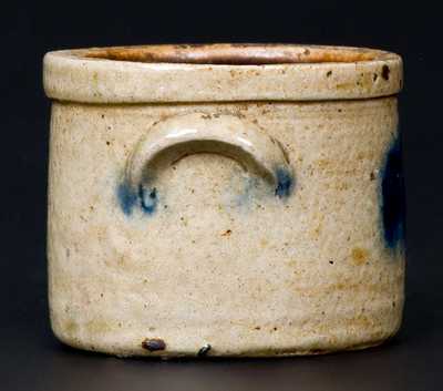 Unusual Miniature Stoneware Crock with Cobalt Decoration