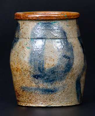 Miniature Midwestern Stoneware Jar with Brushed Decoration, c1860