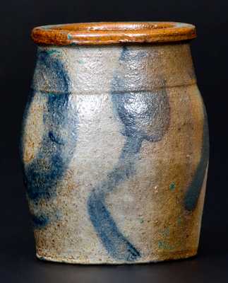 Miniature Midwestern Stoneware Jar with Brushed Decoration, c1860