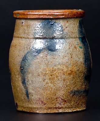 Miniature Midwestern Stoneware Jar with Brushed Decoration, c1860