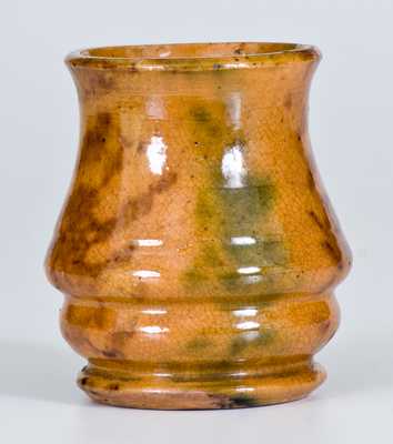 Diminutive Redware Mug with Sponged Green and Brown Decoration