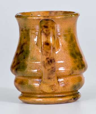 Diminutive Redware Mug with Sponged Green and Brown Decoration