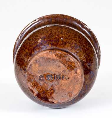 Extremely Rare A. Bixler (Absalom Bixler, Lancaster County, PA) Redware Miniature Jar