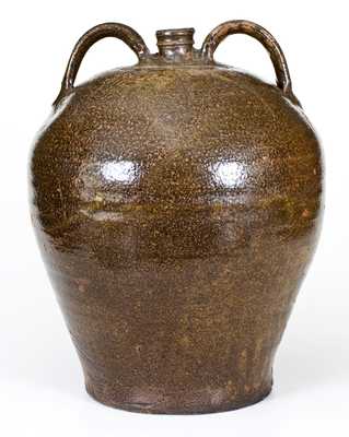 Fine Alkaline-Glazed Double-Handled Stoneware Jug, Edgefield District, SC, circa 1840