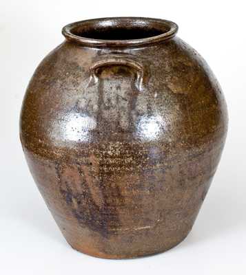 Unusual 5 Gal. Ovoid Stoneware Jar, Washington County, Georgia