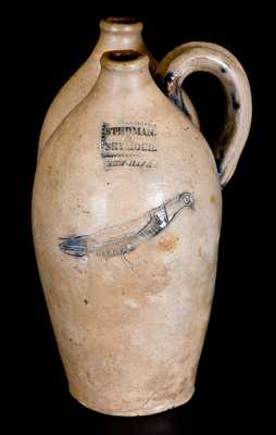 Very Fine STEDMAN & SEYMOUR / NEW HAVEN Stoneware Gemel w/ Incised Bird Decoration