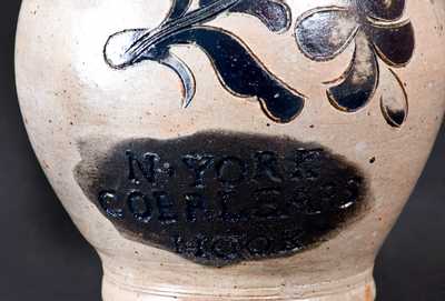 Extremely Rare and Important N. YORK / COERLEARS HOOK Stoneware Pitcher, Thomas Commeraw