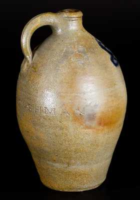 Very Unusual PAUL CUSHMAN (Albany, NY) Stoneware Jug with Cobalt Decoration