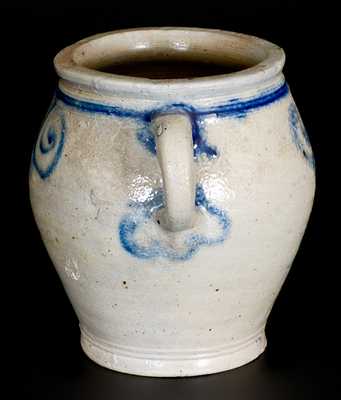 Very Fine Small-Sized Stoneware Jar with Watchspring Decoration, Manhattan or NJ, 18th century