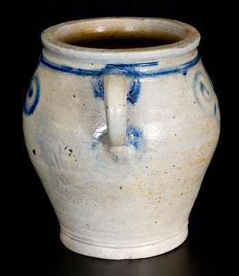Very Fine Small-Sized Stoneware Jar with Watchspring Decoration, Manhattan or NJ, 18th century
