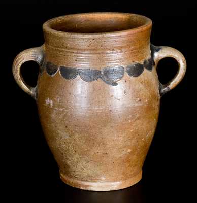 Small-Sized Stoneware Jar w/ Compass-Drawn Designs, att. Thomas Commeraw, Manhattan, c1800