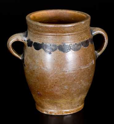 Small-Sized Stoneware Jar w/ Compass-Drawn Designs, att. Thomas Commeraw, Manhattan, c1800