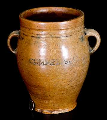 Rare COMMERAWS / STONEWARE Vertical-Handled Stoneware Jar, Thomas Commeraw, Manhattan