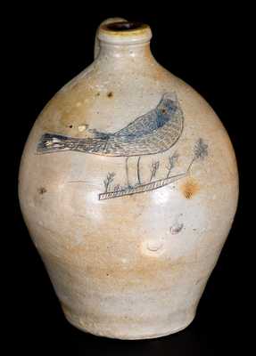 1 Gal. Stoneware Jug with Incised Bird Decoration, New York State or New England origin, c1830