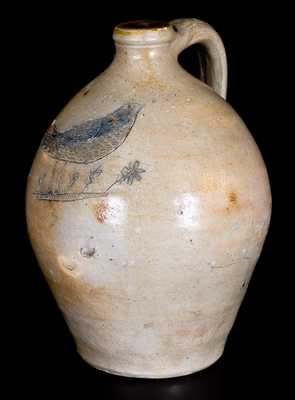 1 Gal. Stoneware Jug with Incised Bird Decoration, New York State or New England origin, c1830