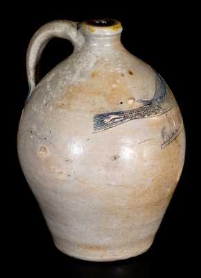 1 Gal. Stoneware Jug with Incised Bird Decoration, New York State or New England origin, c1830