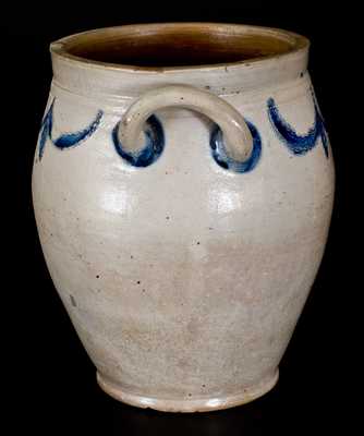 Manhattan Stoneware Jar w/ Fine Coggled Swag Decoration, probably Clarkson Crolius, c1800