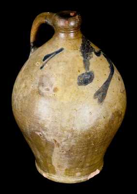 Unusual 1 Gal. Stoneware Jug with Incised Bird Decoration, Albany, NY Origin