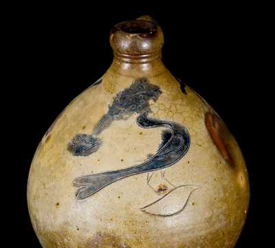 Unusual 1 Gal. Stoneware Jug with Incised Bird Decoration, Albany, NY Origin