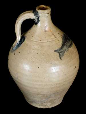 1 Gal. Stoneware Jug w/ Impressed Fish Decoration, att. Jonathan Fenton, Boston, 18th century