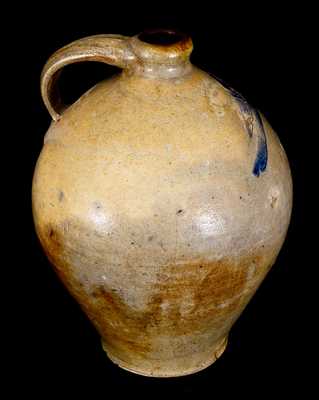 3 Gal. Ovoid Stoneware Jug with Fine Incised Bird Decoration, Manhattan, circa 1800