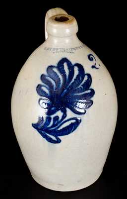 F. STETZENMEYER & CO. / ROCHESTER, NY Stoneware Jug w/ Slip-Trailed Floral Decoration