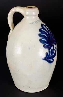 F. STETZENMEYER & CO. / ROCHESTER, NY Stoneware Jug w/ Slip-Trailed Floral Decoration