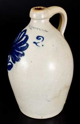 F. STETZENMEYER & CO. / ROCHESTER, NY Stoneware Jug w/ Slip-Trailed Floral Decoration