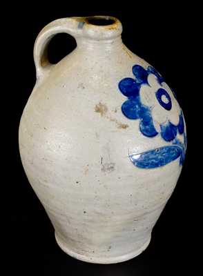 Rare Stoneware Jug att. Wm Capron, Albany, NY w/ Very Fine Incised Floral Decoration