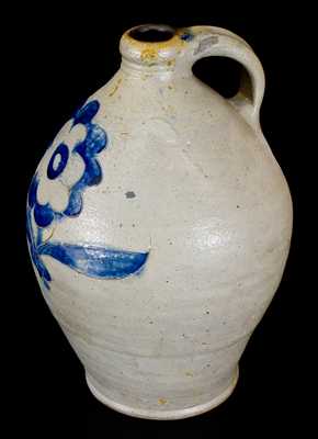 Rare Stoneware Jug att. Wm Capron, Albany, NY w/ Very Fine Incised Floral Decoration