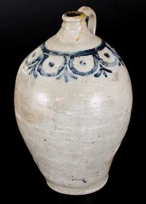 4 Gal. Ovoid Stoneware Jug with Swag Decoration, Manhattan, early 19th century