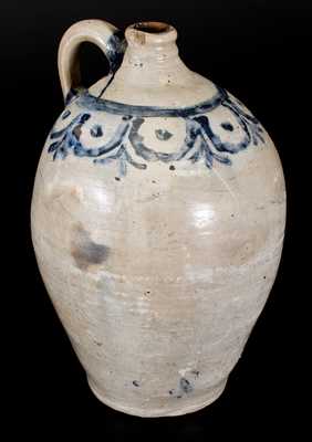 4 Gal. Ovoid Stoneware Jug with Swag Decoration, Manhattan, early 19th century
