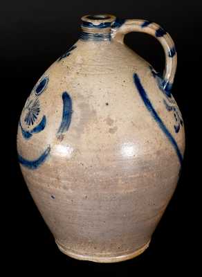 Unusual probably NJ Stoneware Jug w/ Incised Decoration Inscribed 