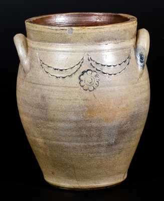 Very Fine C. CROLIUS (Manhattan) One-Quart Stoneware Jar with Impressed Decoration