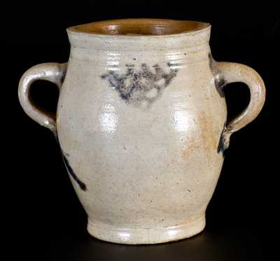 Vertical-Handled Stoneware Jar with Cobalt Decoration, Manhattan, circa 1790