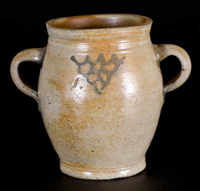 Vertical-Handled Stoneware Jar with Cobalt Decoration, Manhattan, circa 1790