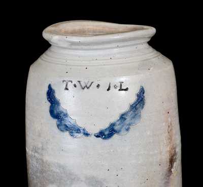 Rare T.W. J.L. (Thomas Warne and Joshua Letts, South Amboy, NJ) Stoneware Jar