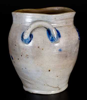 Very Rare Stoneware Jar w/ Impressed Hearts Decoration Troy, NY or Old Bridge, NJ