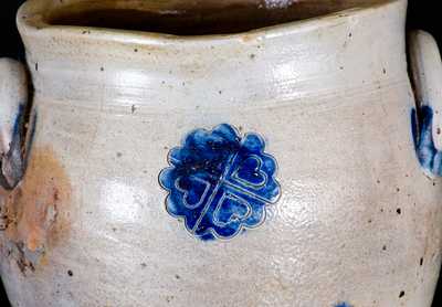 Very Rare Stoneware Jar w/ Impressed Hearts Decoration Troy, NY or Old Bridge, NJ