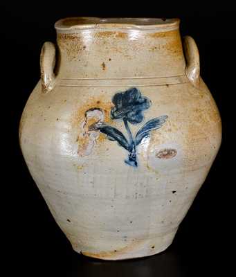 Stoneware Jar w/ Impressed Floral Decoration, att. Jonathan Fenton, Boston, 18th century