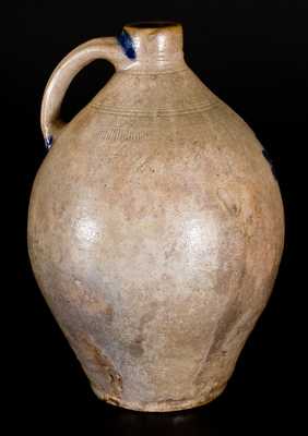 Very Rare J. FENTON (Dorset, VT circa 1805) Stoneware Jug with Floral Decoration