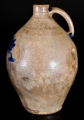 Very Rare J. FENTON (Dorset, VT circa 1805) Stoneware Jug with Floral Decoration