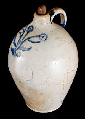 Rare Stoneware Jug w/ Impressed, Incised Decoration att. Clarkson Crolius, Manhattan, c1800