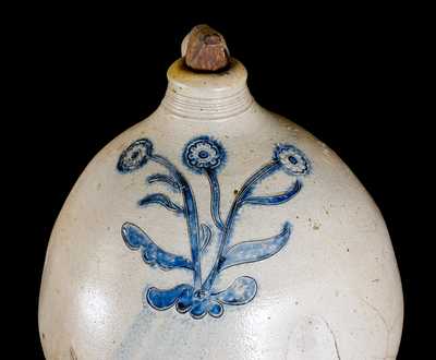 Rare Stoneware Jug w/ Impressed, Incised Decoration att. Clarkson Crolius, Manhattan, c1800