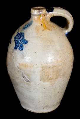 New York State Stoneware Jug w/ Elaborate Incised Floral Decoration, c1825