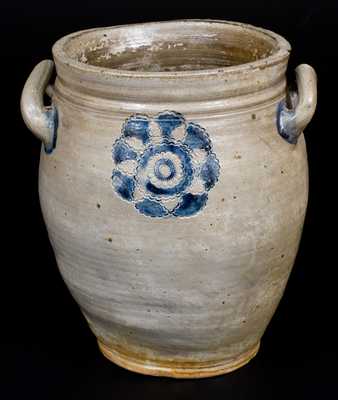 Very Fine attrib. C. Crolius, Manhattan, Stoneware Jar w/ Impressed Decoration, c1810