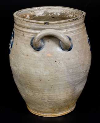 Very Fine attrib. C. Crolius, Manhattan, Stoneware Jar w/ Impressed Decoration, c1810