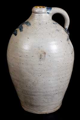 Very Rare NYC Stoneware Jug Inscribed "R. C. Willis / South Street," c1820s